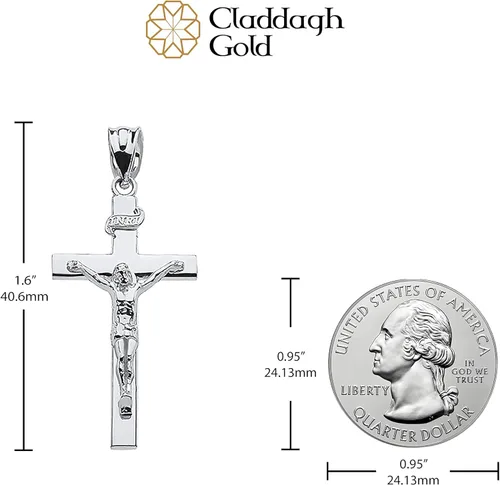 Vista 5 de Colgante de crucifijo de plata de ley 925 con cruz lineal INRI joyería religiosa tamaño a elegir S-L