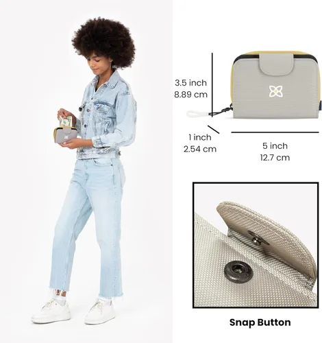Vista 25 de Sherpani Barcelona, pequeña cartera de nailon bifold con bolsillo con cremallera para mujer, bolsa de viaje, protección RFID Chromatic