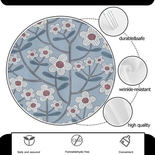 Vista 3 de Blue Floral Round Tablecloth Table Cloth Decor Washable Table Cover with Wrinkle Resistant for Home Kitchen Dining Room Picnic Camping Party Holiday