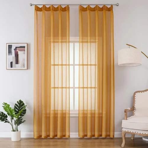 Vista 18 de Cortinas plisadas con aspecto de lino negro de 84 pulgadas de largo, 2 paneles de cortinas y cortinas de filtro de luz con textura rústica, cortina