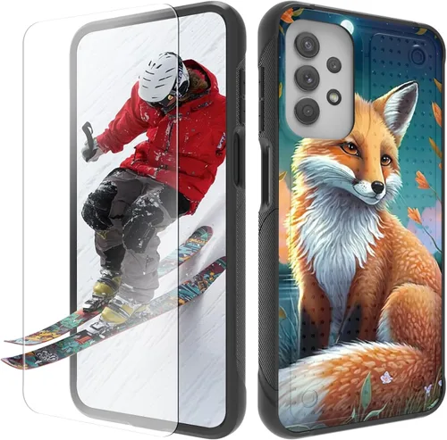 Vista 14 de Funda para Samsung Galaxy A13/A04/A04S/A23/A32 5G con protector de pantalla, parte trasera texturizada de policarbonato duro, diseño de árbol
