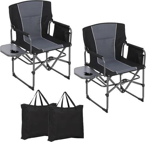 GarveeLife Paquete de 2 sillas de campamento de directores de gran tamaño, silla plegable portátil para adultos, soporta 400 libras, silla de césped