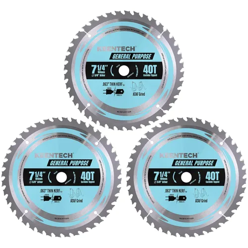 Vista 11 de KEENTECH - Juego de 10 hojas de sierra circular de 18,4 cm, 24 dientes, para marcos, con punta de carburo de tungsteno, rectificado ATAF, vástago