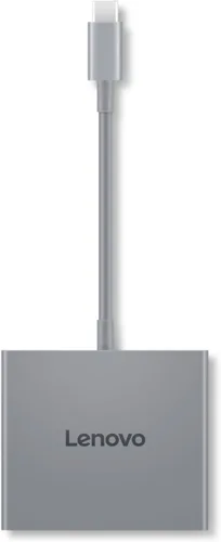 Vista 2 de Lenovo USB-C 4 en 1 Hub de Viaje con Cable Integrado, 1x HDMI 4K @ 60Hz, 2X USB-A 3.2, 1x Combo 3.5mm, Gris Luna – Portátil, Compacto, Conectividad