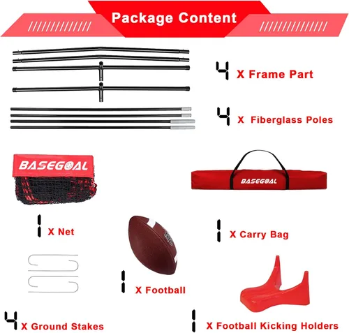 Vista 9 de BaseGoal Football Net with 5 Target Pockets for Throwing Training