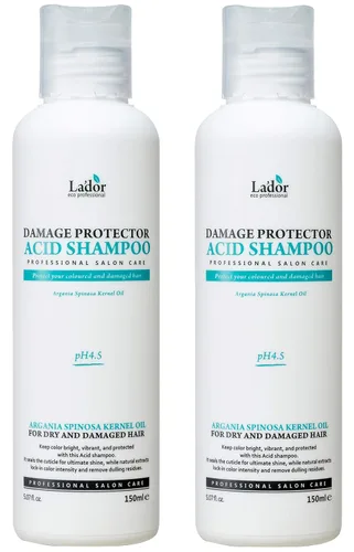 LADOR Champú ácido protector de daños (2 x 5.07 onzas líquidas) - Formulación ácida de pH 4.5 para equilibrio de pH del cabello y cuero cabelludo,