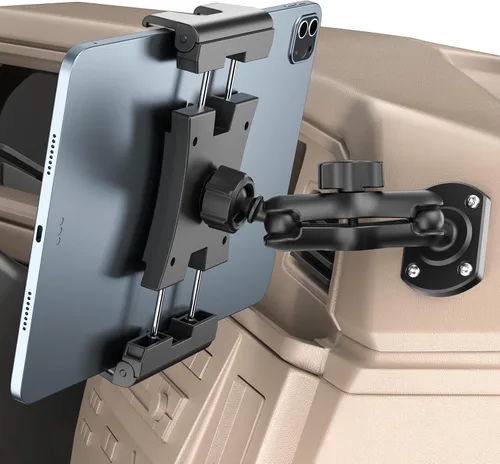 Vista 9 de OHLPRO Soporte de tableta con base de taladro resistente para coche y camión, soporte de tablero con brazo ajustable de 360° de 3 etapas para iPad