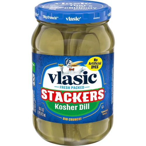 Vlasic Stackers Kosher Eneldo Pickles, apto para dieta cetogénica, 16 onzas líquidas
