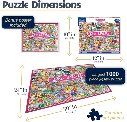 Vista 2 de White Mountain Puzzles Los años 50 - Rompecabezas de 1000 piezas