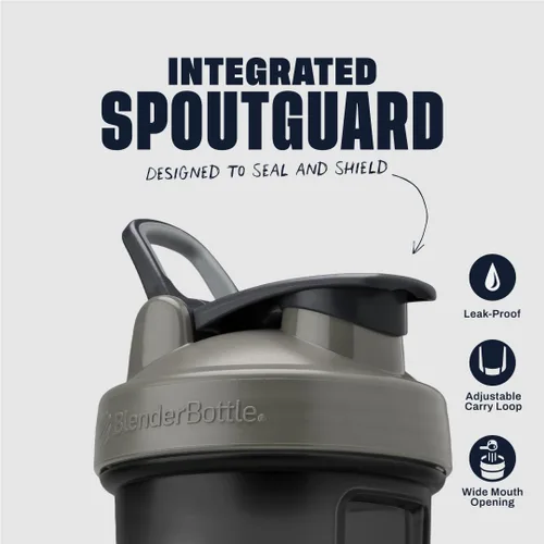Vista 2 de BlenderBottle Classic V2 - Botella mezcladora perfecta para batidos de proteínas y preentrenamiento, 28 onzas, gris/negro, sombra negra