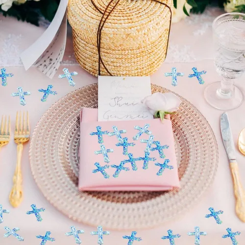 Vista 6 de Decoraciones de fiesta, confeti de mesa de bautizo cruzado para boda, compromiso, día de Vanlentines, despedida de soltera, bar, mitzvá, murciélago