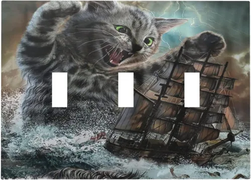 Vista 43 de Cubierta de Toma Duplex de 1 Banda Decorativa con Diseño de Puesta de Sol Abstracto y Arcoíris, Placa Frontal Eléctrica, Interruptor de Luz Único