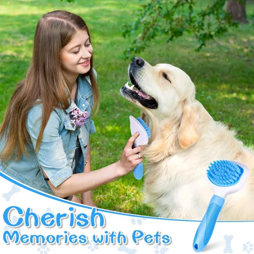 Vista 7 de Kacctyen Cepillo de silicona para baño y aseo para perros con mango para cabello corto y largo para mascotas y masajes