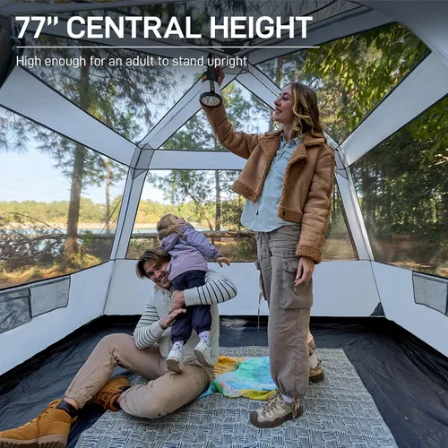 Vista 7 de EVER ADVANCED Blackout 6 Person Camping Tent, Instant Cabin Tent for Family with Vestibule and Large Mesh Windows, 60s Easy Setup, Double Layer