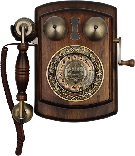 Teléfono retro/Teléfono con cable/Teléfono fijo/Teléfono montado en la pared Vintage/Teléfonos clásicos de madera antiguos/Teléfono giratorio