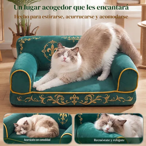 Vista 3 de Sofá cama de lujo para gatos de interior, acogedor sofá