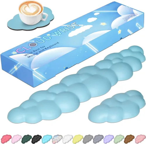 Vista 17 de JIKIOU Reposamuñecas para Teclado Cloud de Cuero Mejorado, Reposamuñecas Cloud con Base de PU Antideslizante, Cómodo Reposamuñecas de Espuma