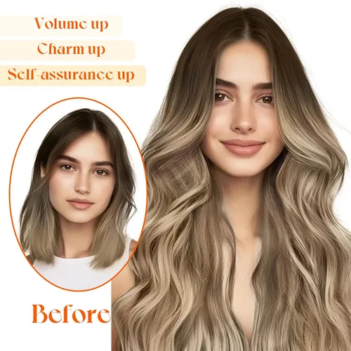 Vista 7 de Sunny - Extensiones de cabello humano real, con cable/hilo y clips ajustables, aplicación invisible, 2.82 onzas, 12 pulgadas, color rubio cenizo