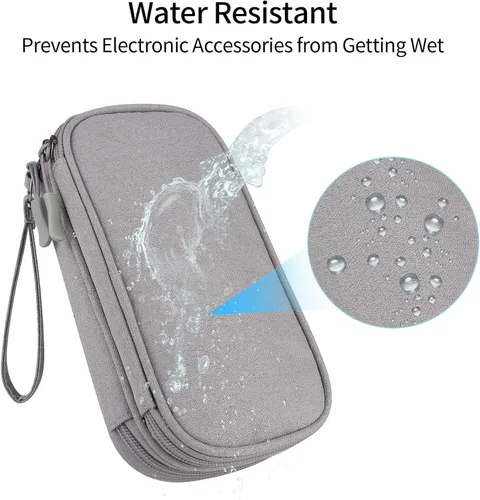Vista 6 de JIAKAI Organizador de cables de viaje - Bolsa de accesorios electrónicos (doble capa, gris)