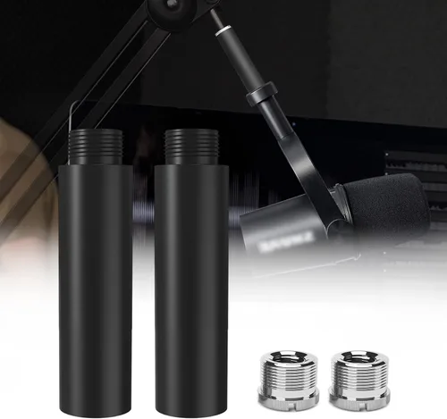 Vista 8 de Tubo de extensión de soporte de micrófono, tubo de extensión de micrófono macho de 5/8 pulgadas hembra a 5/8 pulgadas para soportes de escritorio
