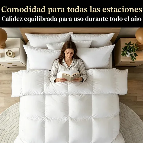 Vista 5 de Beautyrest Edredones de plumón de ganso tamaño Queen, relleno de edredón blanco de lujo para todas las estaciones, 100% tela de algodón, edredones