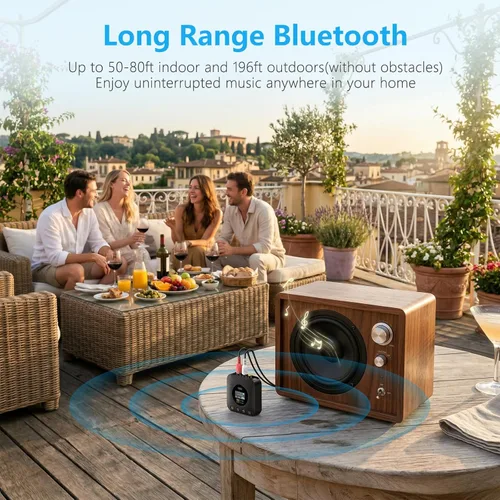 Vista 6 de 1Mii B06HD+ receptor LDAC Bluetooth 5.3 de alta resolución para estéreo doméstico, adaptador de audio Bluetooth de alta fidelidad con pantalla, DAC