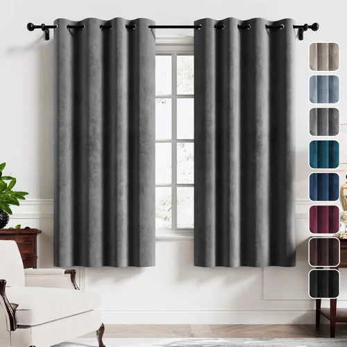 Vista 19 de H.VERSAILTEX Cortinas de terciopelo para dormitorio, cortinas de terciopelo súper suaves para sala de estudio, reducción de calor y ruido