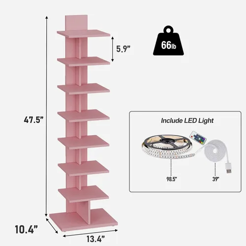 Vista 75 de TUTOTAK Estantería estrecha, estantería de 6 niveles, estante de libros con espaldera para espacios pequeños, estante de esquina de pie para sala