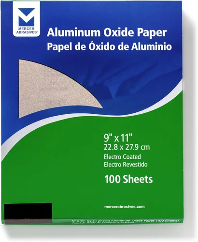 Vista 4 de Mercer Industries 202080A - Hojas de papel de óxido de aluminio de 9 x 11, grano 80A (paquete de 50)