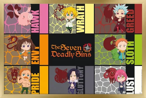 Vista 14 de Trends International The Seven Deadly Sins: Season 3 - Póster de pared de Chibi Sins, 22.4 pulgadas de largo x 14.7 pulgadas, versión enmarcada