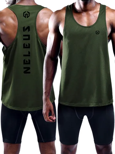 Vista 5 de NELEUS Mens 3 Pack Dry Fit Y-Back Muscle Tank Top