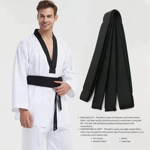 Vista 6 de Cinturón negro suave de 8.6 pies de largo para artes marciales karate taekwondo judo
