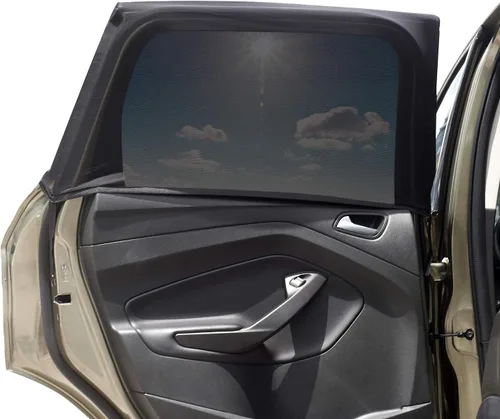 Vista 8 de Parasol para ventana delantera de automóvil, paquete de 2 unidades de malla transpirable para ventana lateral, protección UV para conductores
