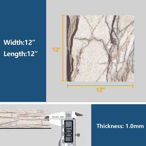 Vista 2 de VEELIKE Azulejos de vinilo autoadhesivos de vinilo con aspecto de mármol de lujo para cocina, dormitorio, inquilinos, paquete de 4 azulejos