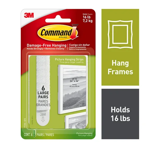 Vista 2 de Command - Tiras de velcro para colgar cuadros, grandes, color blanco , 17206-6ES (4PK)