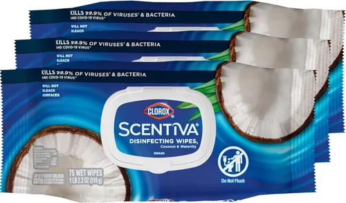 Vista 13 de Clorox Scentiva Wipes, toallitas de limpieza sin blanqueador - Pacific Breeze & Coco, 75 unidades (paquete de 3)