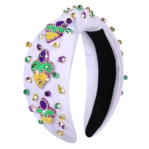 Vista 16 de MOLOCH Diadema de Mardi Gras, accesorios para el cabello de carnaval para mujer, máscara con purpurina, diadema anudada, morado, verde, dorado