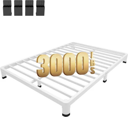 Vista 21 de MAF Marco de cama de plataforma de metal de tamaño completo de 4 pulgadas con patas de esquina redondas, soporte de listones de acero resistente