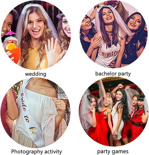 Vista 7 de KliSa - Velo de novia para mujer velos cortos de boda tul con peine para despedida de soltera despedida de soltera despedida de soltera despedida
