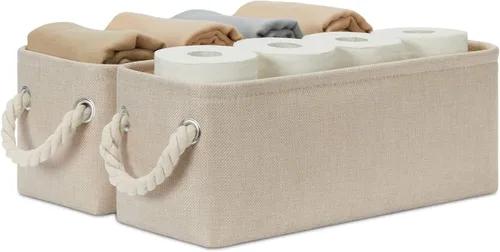 Vista 16 de Temary Canastas pequeñas de tela para almacenamiento, 6 unidades, canastas decorativas para regalos, canastas de almacenamiento plegables vacías