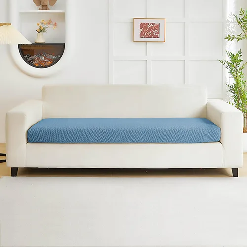 Vista 57 de Fundas de sofá, aptas para mascotas, de cojín universales, elásticas lavables para sofá modular (funda de 2 asientos y diván, con textura color azul)