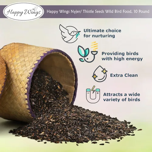 Vista 4 de Happy Wings Semillas de Nyjer/Cardo con Calcetín Vacío para Alimento de Aves Silvestres - 10 Libras I Semilla que No Crece