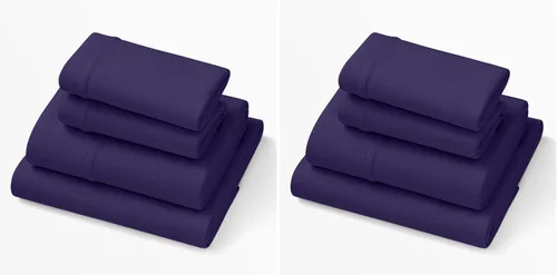 Vista 9 de Purple Sábanas SoftStretch de Bolsillo Profundo, Individual/Individual XL, Mezcla de Rayón, Absorbe la Humedad, Morado Profundo, Se Adapta a