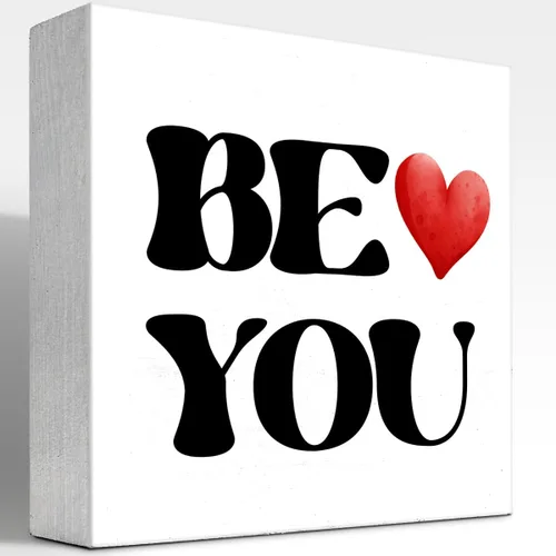 Letrero de madera con texto en inglés «Be You», letreros de madera inspiradores, decoración de escritorio motivacional, decoración de madera