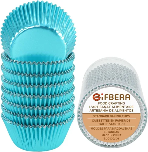 Gifbera - Forros de magdalenas de papel metálico/forros de magdalenas de papel de aluminio, tazas de hornear estándar de papel metálico, 200
