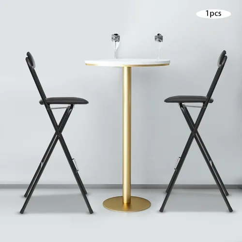 Vista 8 de Folding Chair with Backrest, 41.3 Inch Tall Collapsible Stool, Portable Folding Bar Stool, Counter Height Seat with Leather Padded for Kitchen