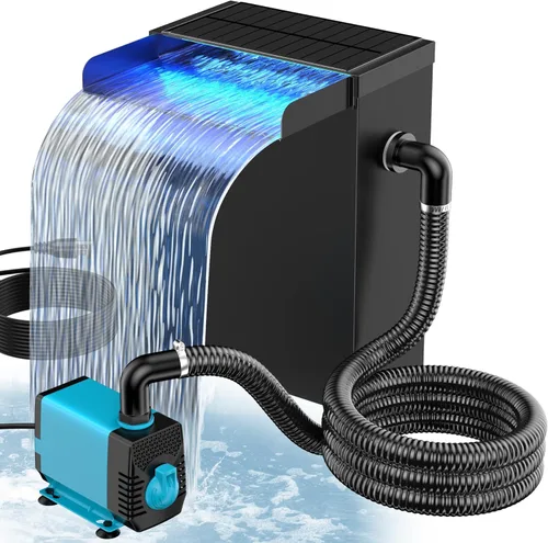 Vista 11 de POPOSOAP Derramero de cascada de estanque de 55 W con bomba de estanque, kit de cascada de acero inoxidable 304 con caja de cascada de estanque