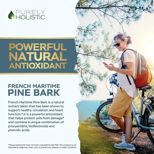 Vista 4 de Purely Holistic Extracto de corteza de pino 350 mg 180 cápsulas veganas 95% de proantocianidinas - Extracto de corteza de pino marítimo francés