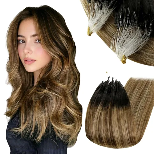 Vista 12 de RUNATURE Extensiones de cabello humano con punta en U, color marrón ceniza a rubio platino