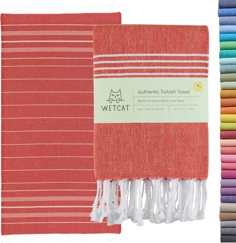 Vista 45 de WETCAT Toalla de playa turca de gran tamaño (38"x71") 100% algodón turco, fabricada en Turquía - sin arena, extragrande, ultrasuave, de secado